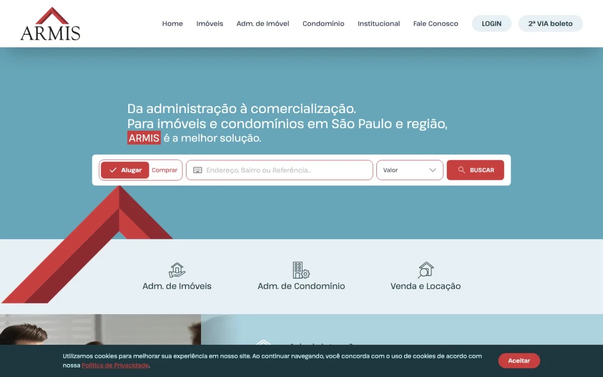 Site da ARMIS Imóveis