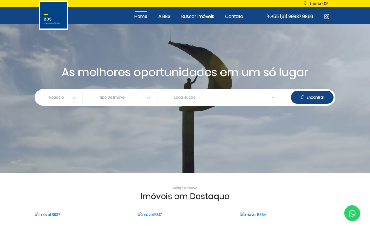 Site da BBS Imobiliária