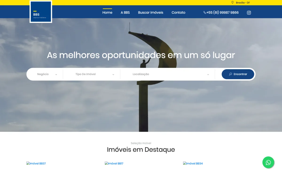 Site da BBS Imobiliária
