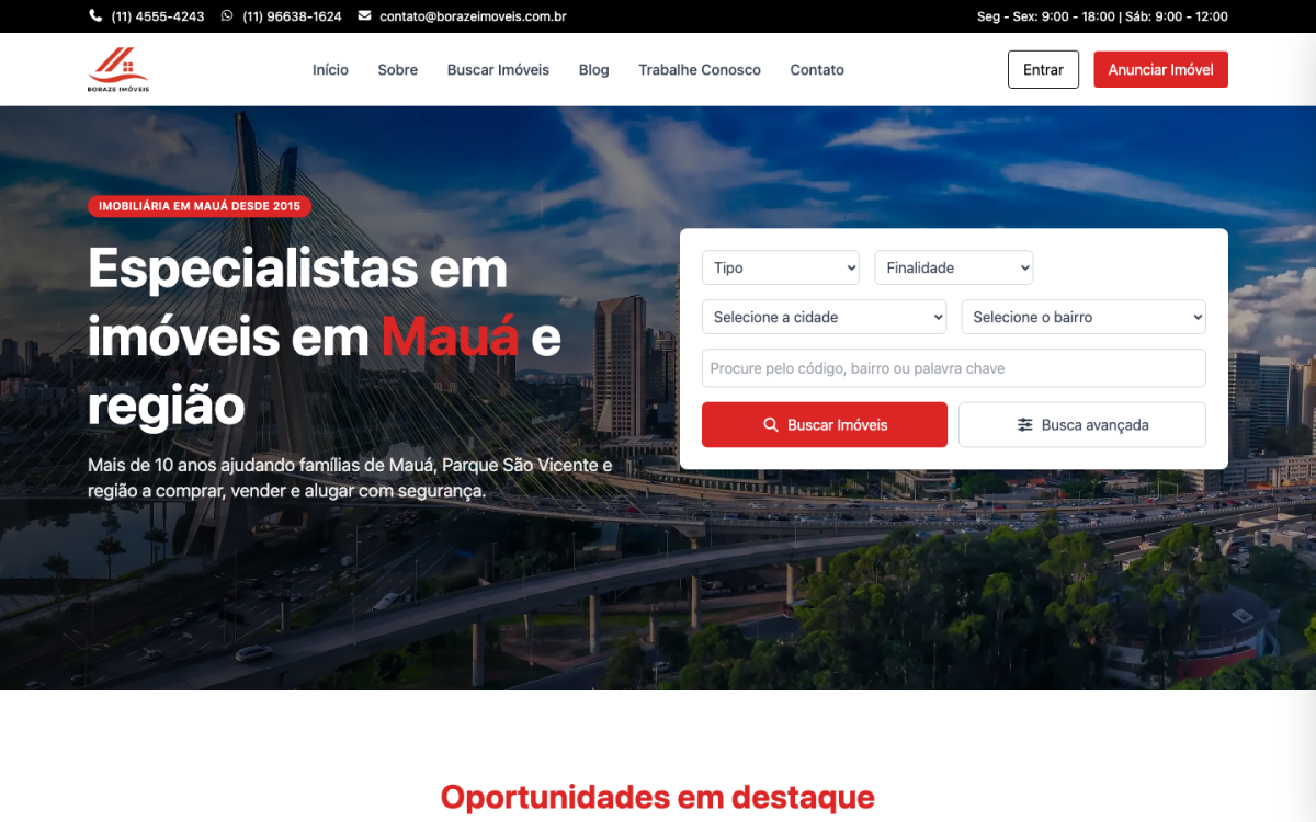 Site da Boraze Imóveis