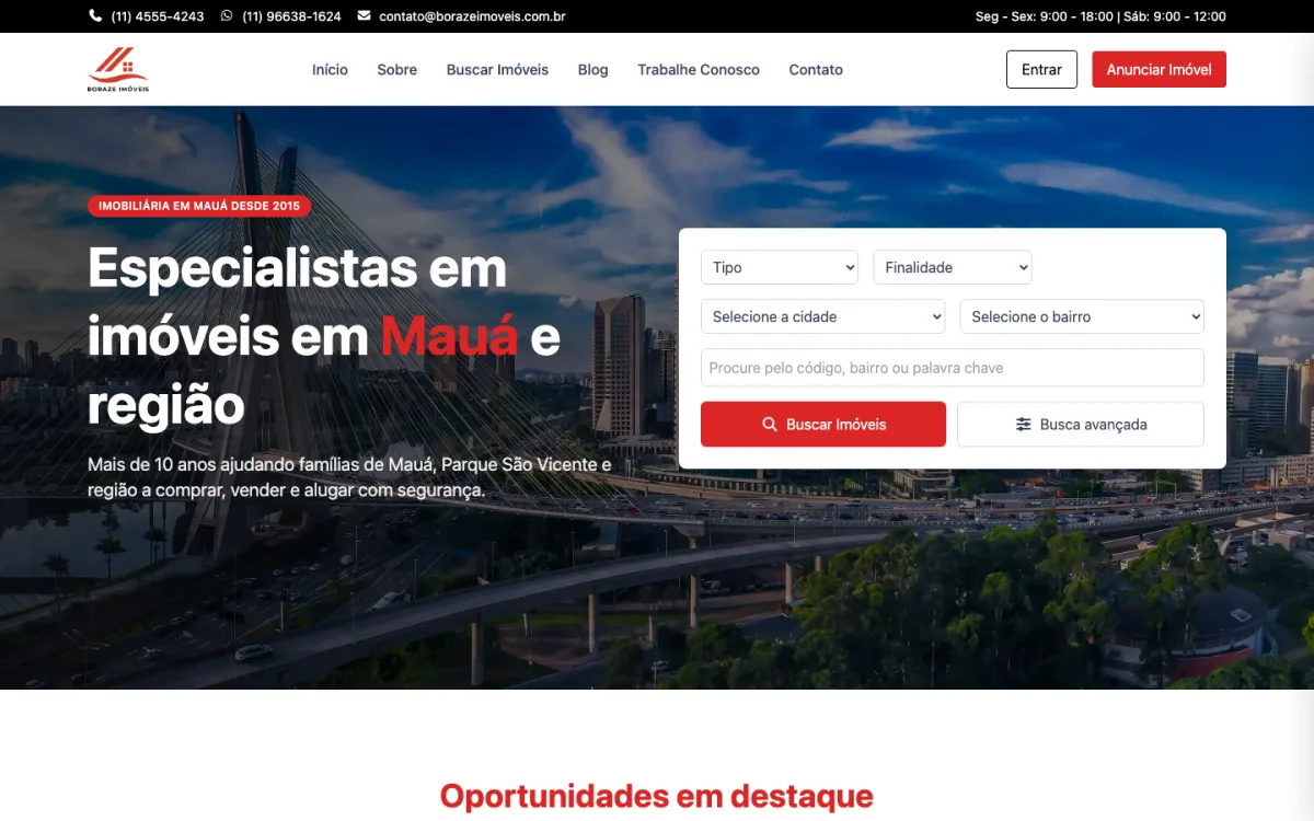 Site da Boraze Imóveis