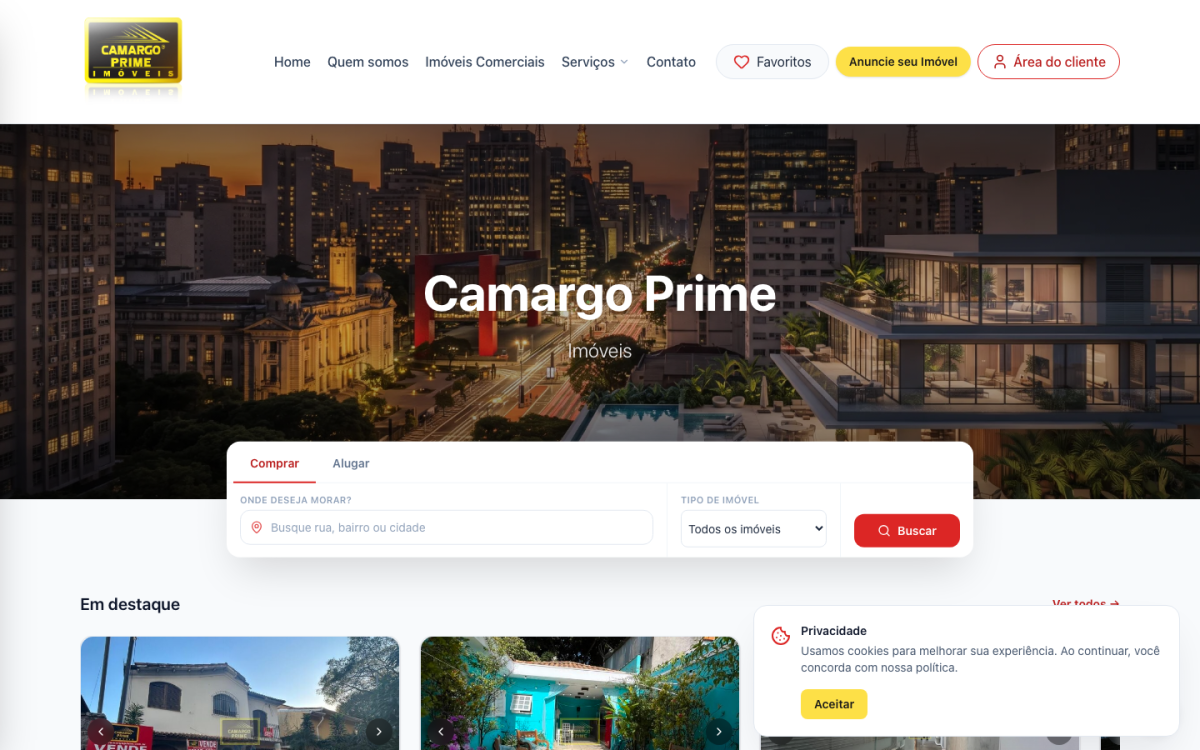 Site da Camargo Prime
