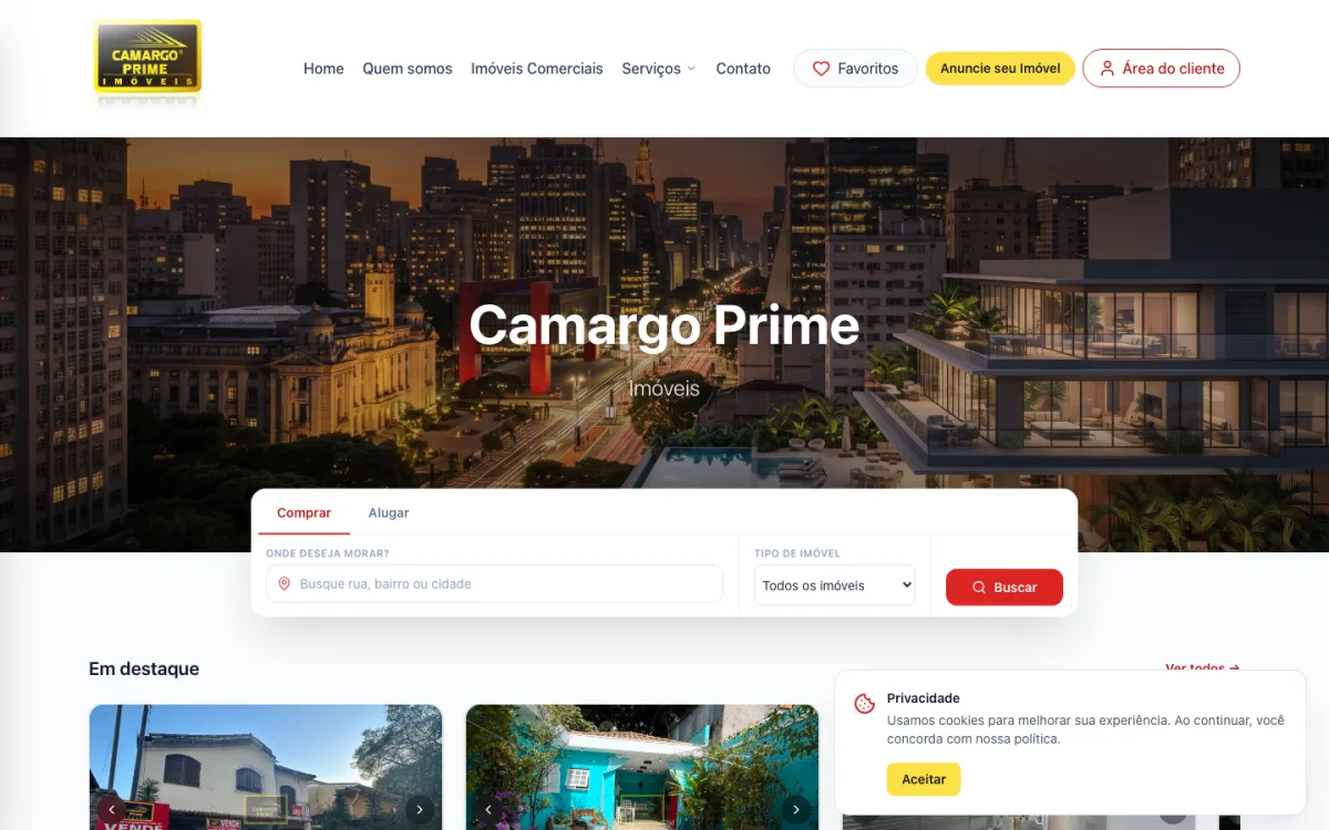 Site da Camargo Prime