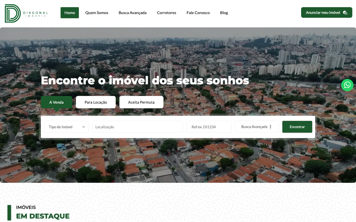 Site da Diagonal Imóveis