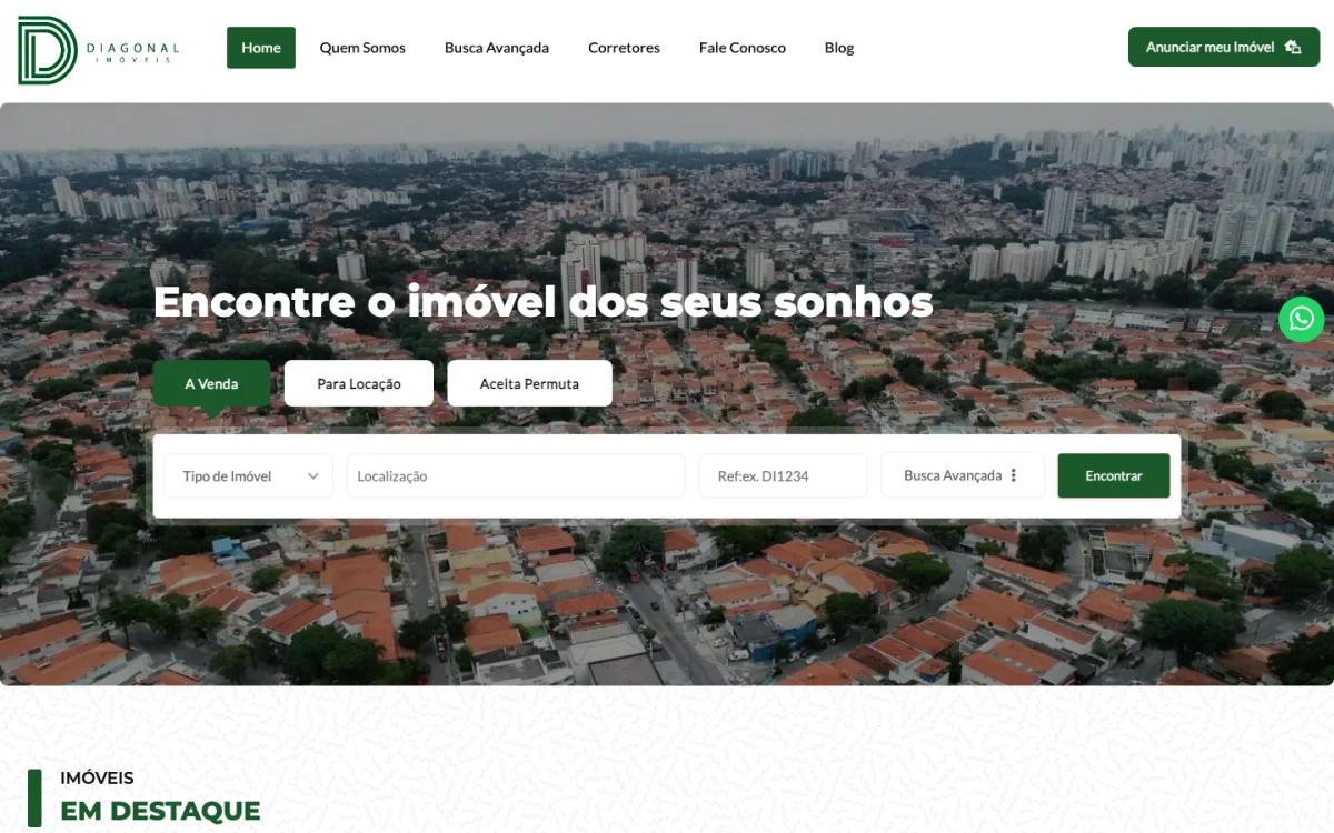 Site da Diagonal Imóveis