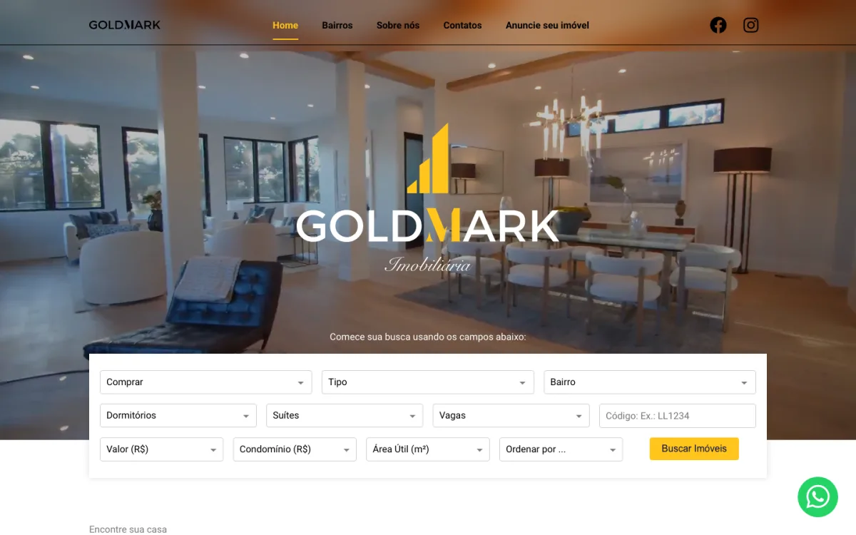 Site da Goldmark Imobiliária