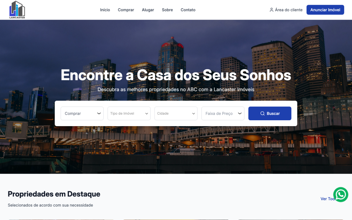 Site da Imóveis Lancaster