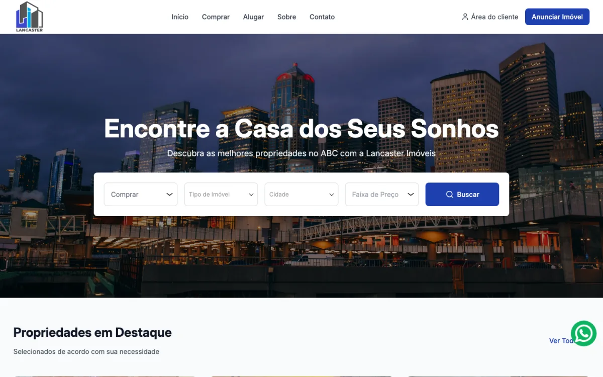 Site da Imóveis Lancaster