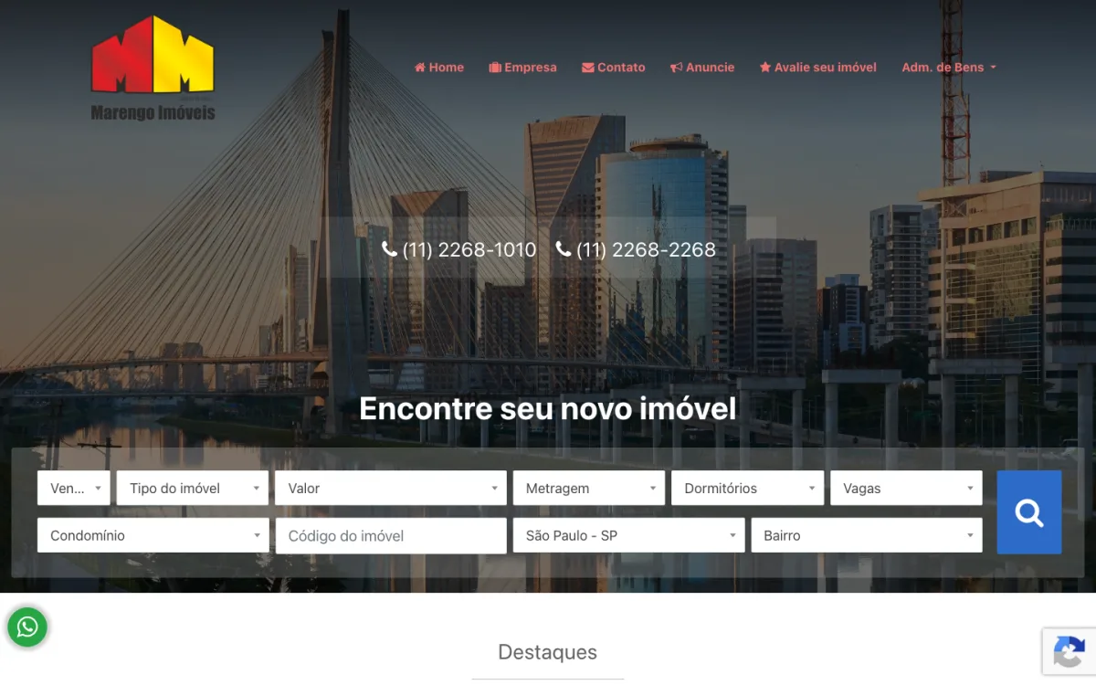 Site da Marengo Imóveis
