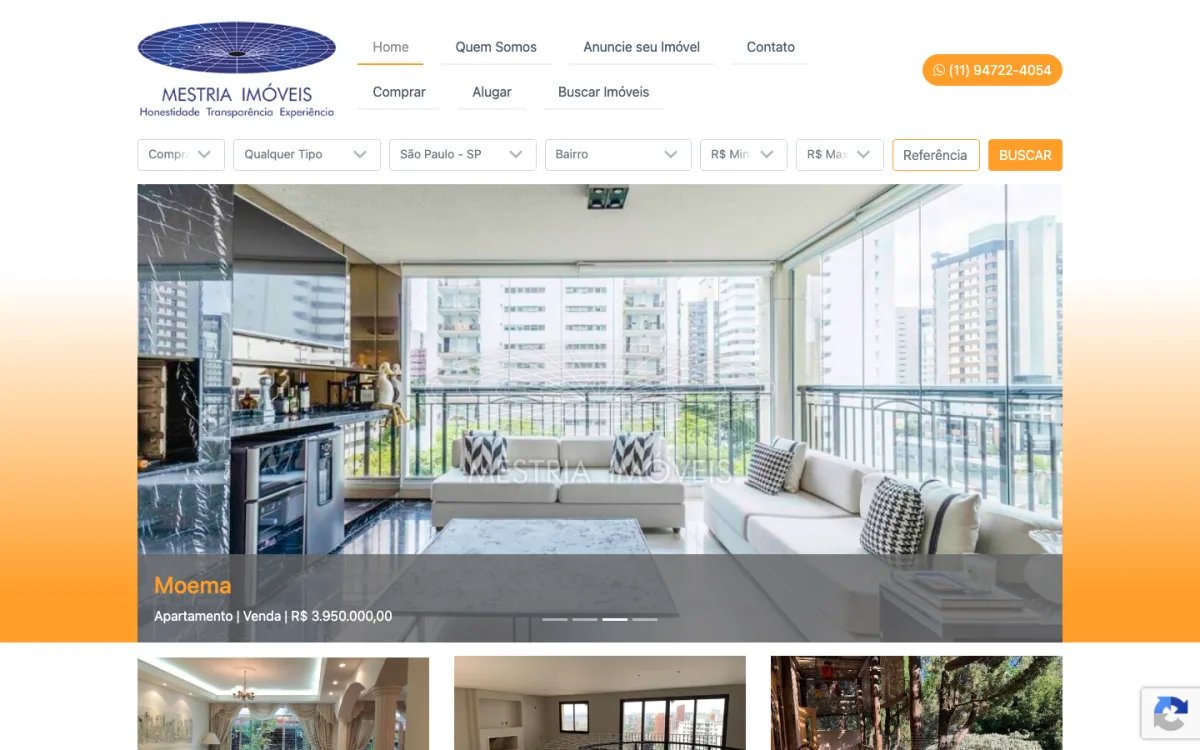 Site da Mestria Imóveis