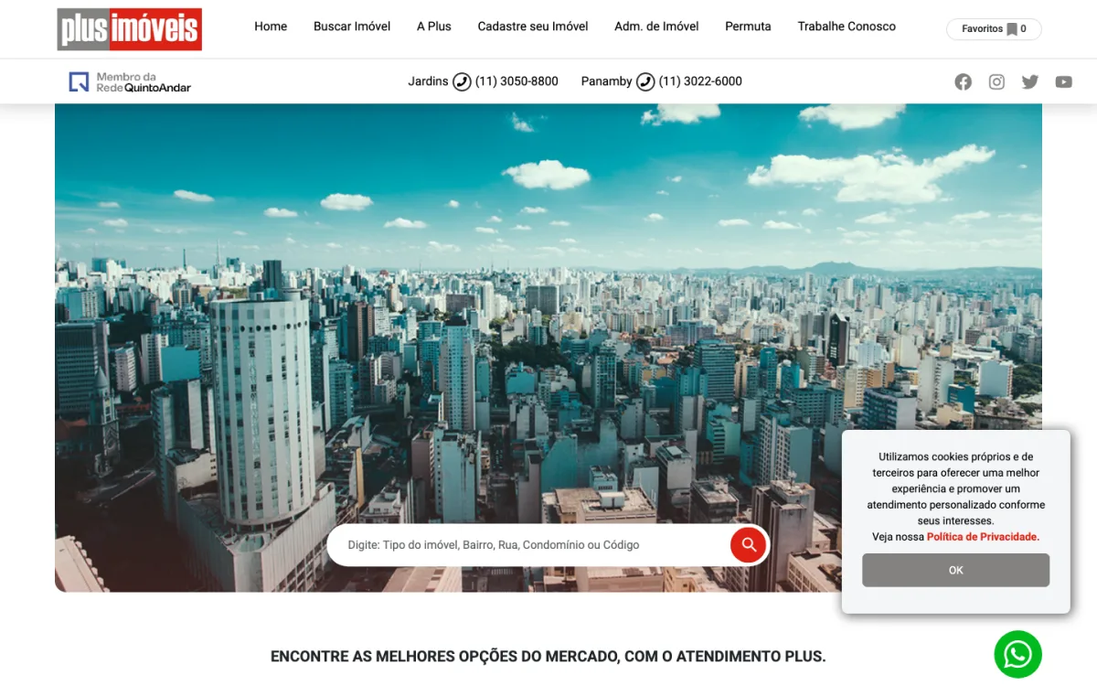 Site da Imobiliária Plus Imóveis