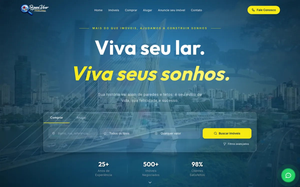 Site da Só Para Viver Imobiliária